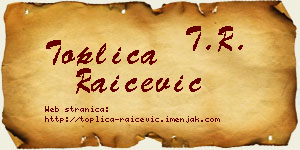 Toplica Raičević vizit kartica